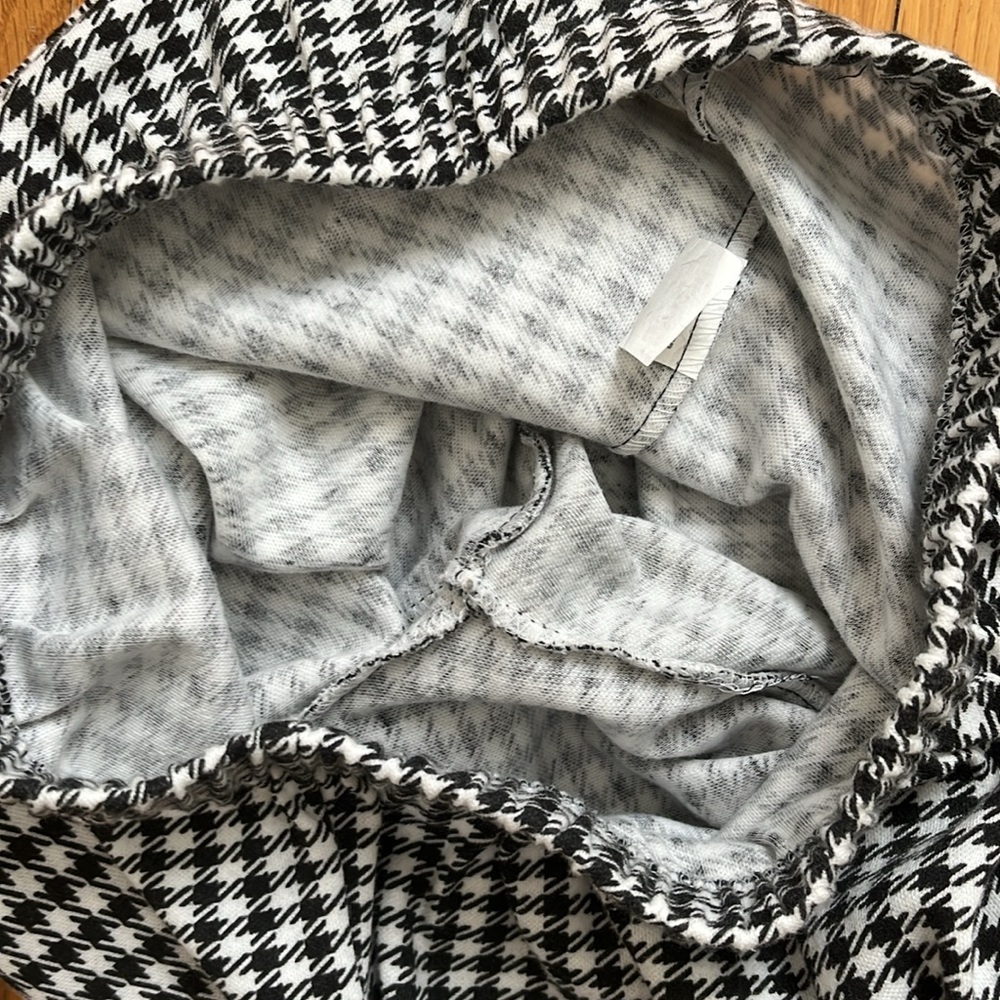 80s Vintage Stirrup Leggings Black & White Checker Herringbone Cotton Blend - Picture 11 of 11